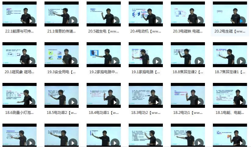 人教版初三物理课本知识点同步辅导教学视频全集(10章节 学费全免网)