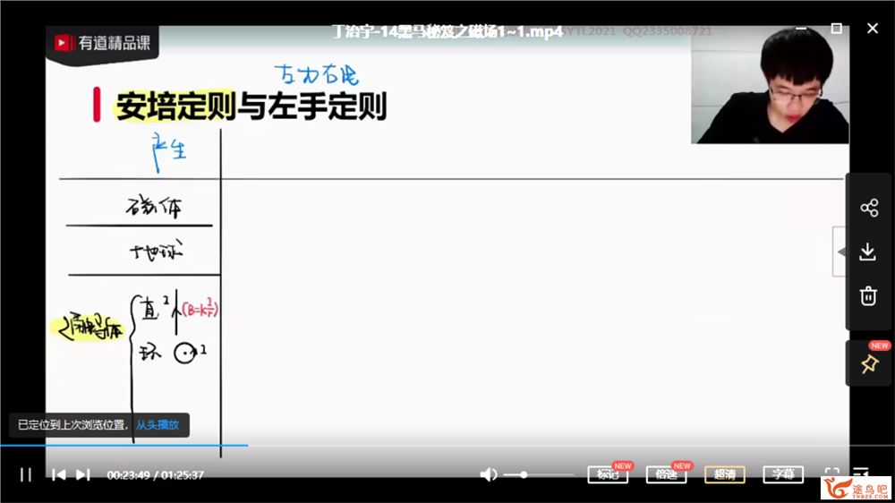 2021高考物理 丁治宇 李楠高考物理黑马抢分班课程视频百度云下载