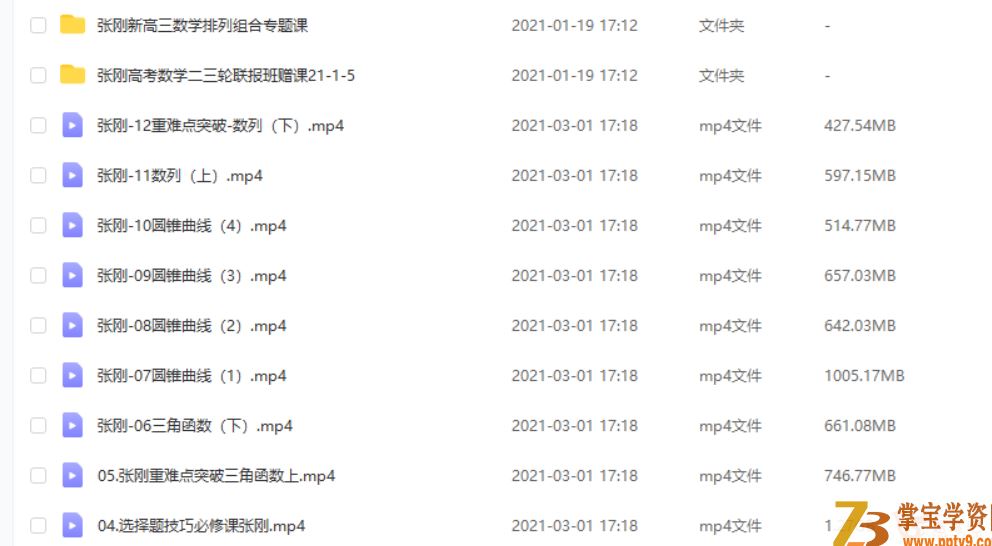 2021高考数学 张刚数学二三轮联报班视频资源百度云下载