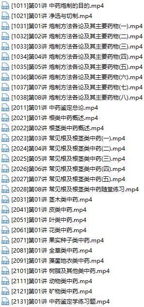 2019初级中药士考试之专业知识培训讲座视频课程全集(含练习题和讲义资料)