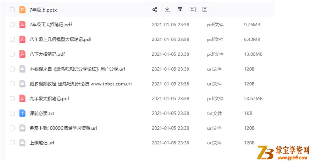 王杭州 初中数学七 八 九三年大招笔记资源合集百度云下载