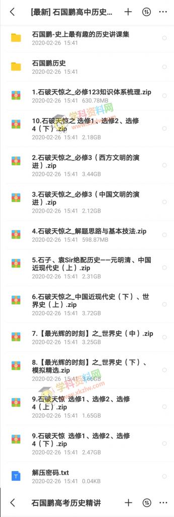 [最新] 石国鹏历史高中历史系统精讲必修选修全套视频课含讲义