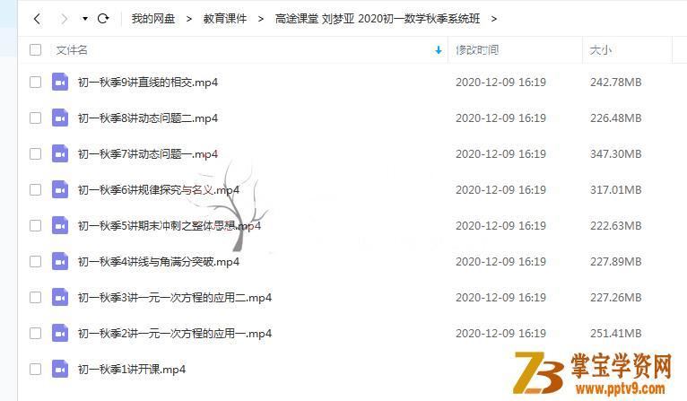 刘梦亚 2020初一数学秋季系统班百度网盘下载