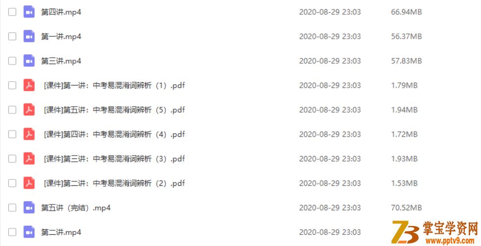 某辅导 孟璐 初中英语 五次课功课中考易混淆词汇课程视频百度网盘下载