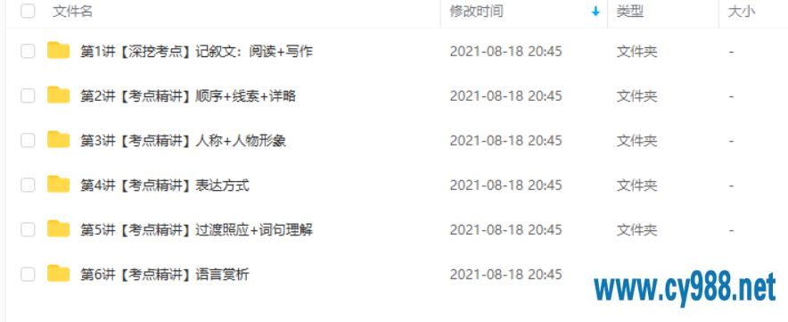 【王帆语文公式】6课时搞定记叙文阅读【6讲带讲义】课程视频百度云下载