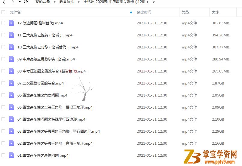2020春 中考数学尖端班（12讲）百度云下载
