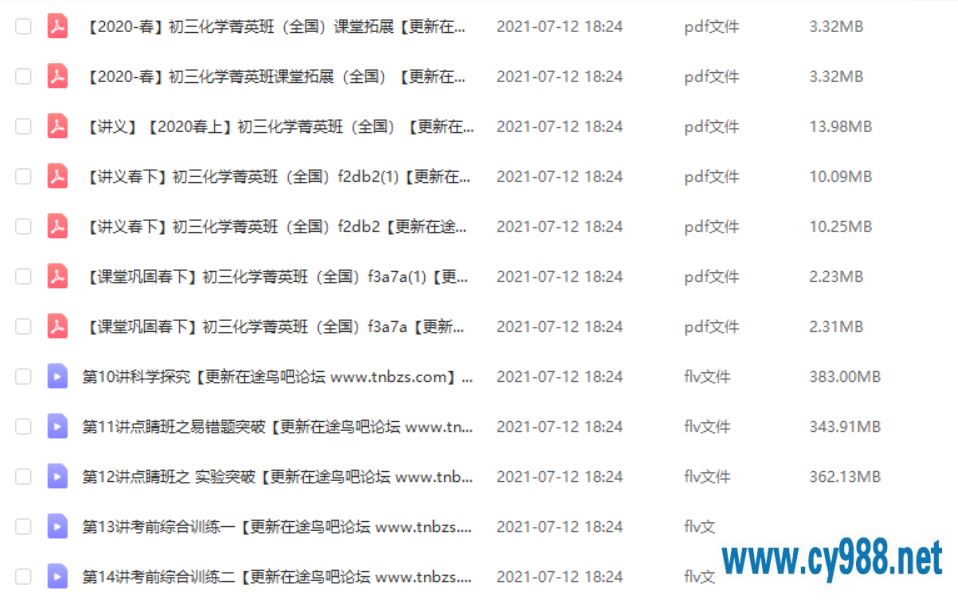 陈谭飞 2020春 初三化学春季菁英班（14讲带讲义）课程视频百度云下载