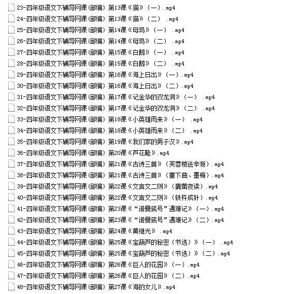 部编版小学四年级语文下册课本知识点同步教学视频(下学期 48小讲)