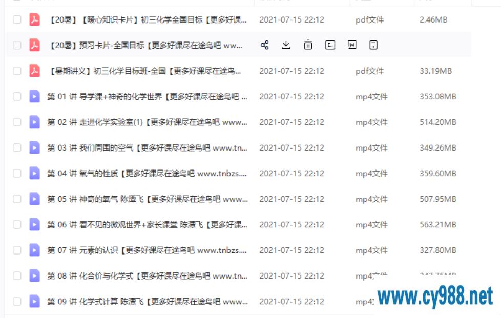 陈潭飞 2020暑 初二升初三化学暑期直播目标班k课程资源百度云下载
