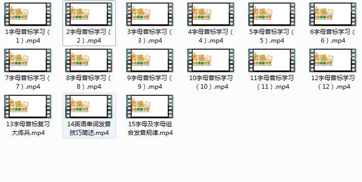 英语语音+音标快速入门基础视频课程（15集）