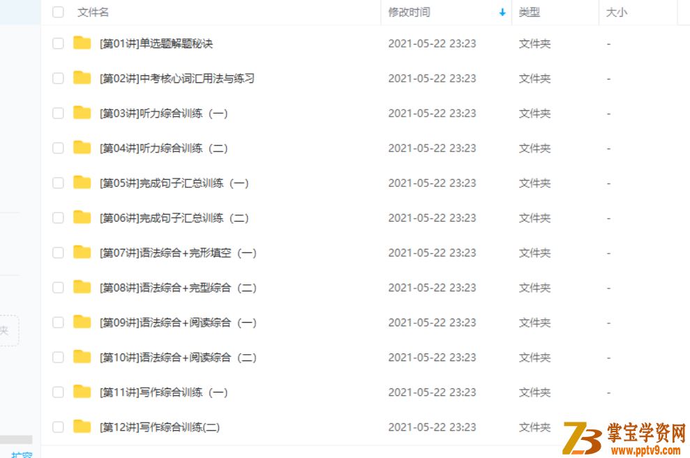 中考二轮：英语专题突破冲刺满分班（刘飞飞）课程资源百度云下载