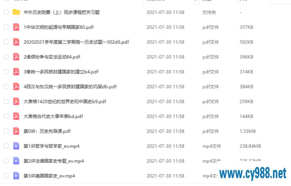 朱秀宇 2021暑假 高二历史暑假尖端班（更完）课程视频百度云下载