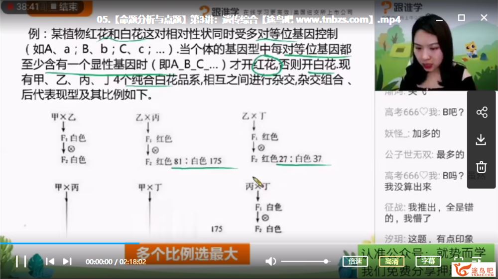 作业帮一课2020高考生物 巷姐高考生物三轮复习押题班视频课程百度网盘下载 