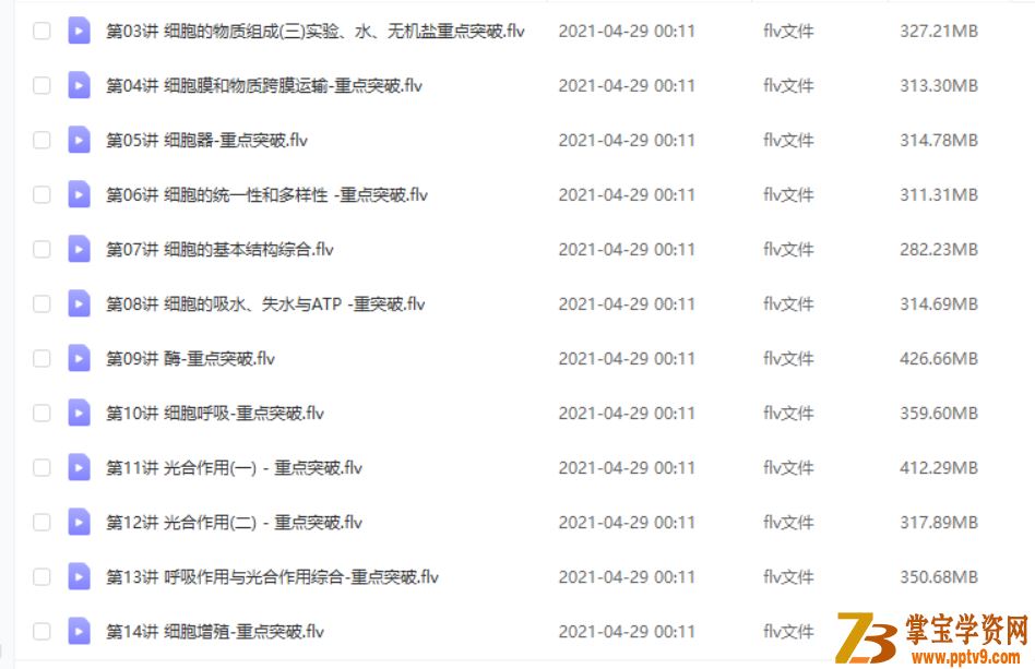 陆巍巍 周云 2020秋 高一生物目标双一流秋季直播班 16讲课程视频百度云下载