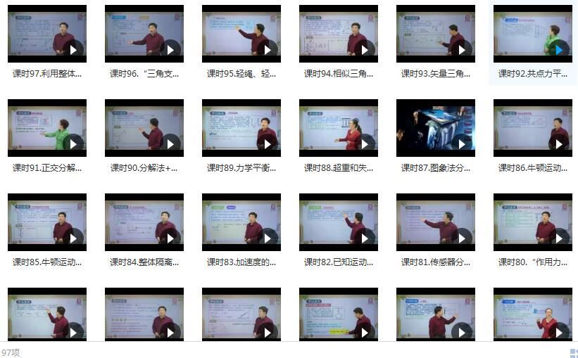 人教版高中物理必修1教学视频全集(97课时 全品课堂)